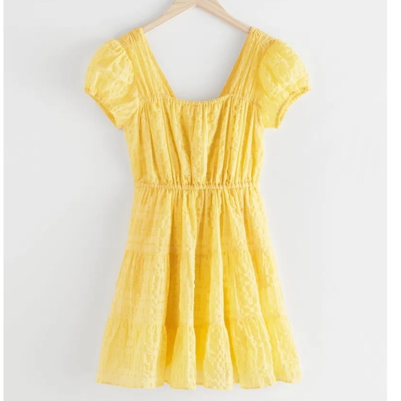 & Other Stories Puff Sleeve Ruffle Mini Dress LIKE NEW! Size Small - Picture 1 of 6